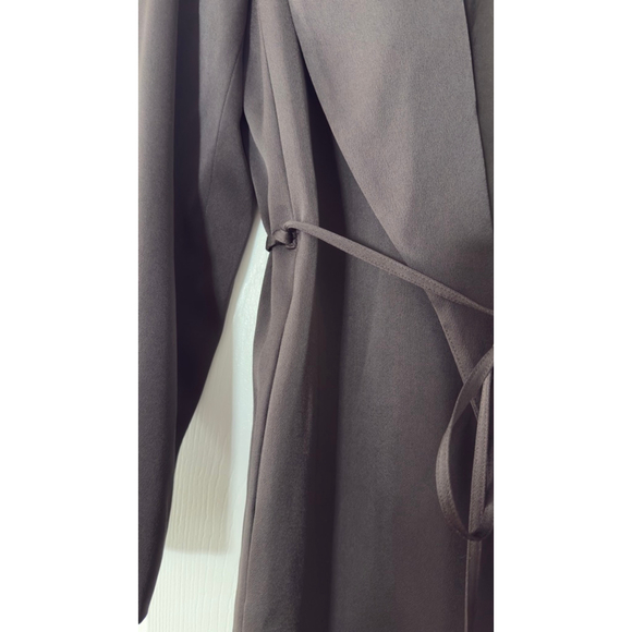 Women's HALSTON Leslie Satin Duster Brown Coat S - Picture 9 of 10